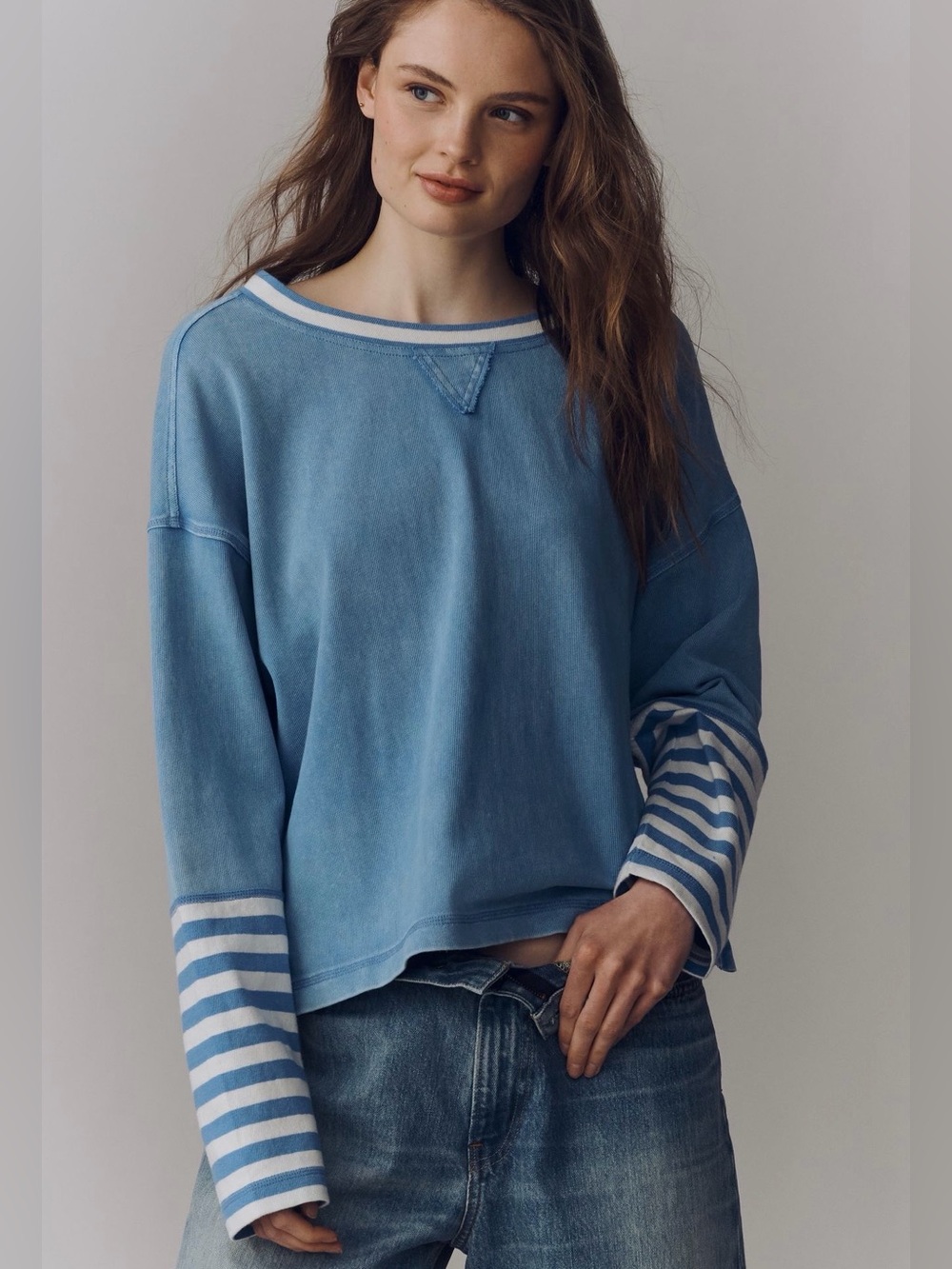 NWOT size XL Anthropologie Pilcro Cotton Seamed long sleeve top